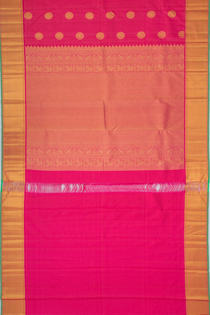 Kanchipuram Silk Checks And Butta Pink Saree