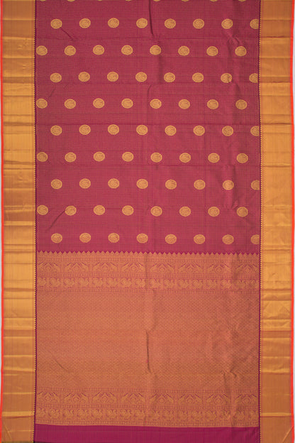 Kanchipuram Silk Checks And Butta Purple Saree