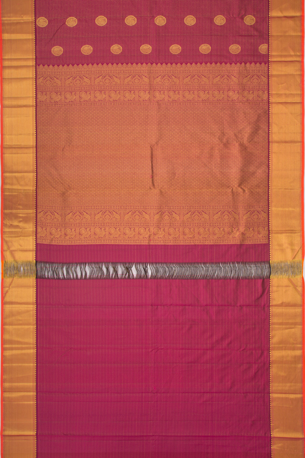 Kanchipuram Silk Checks And Butta Purple Saree