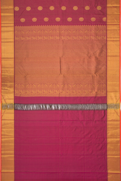 Kanchipuram Silk Checks And Butta Purple Saree