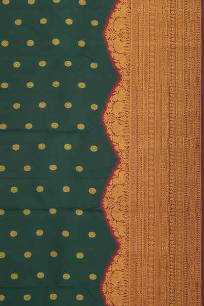 Kanchipuram Silk Butta Bottle Green Saree