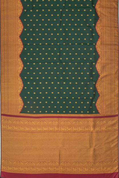 Kanchipuram Silk Butta Bottle Green Saree