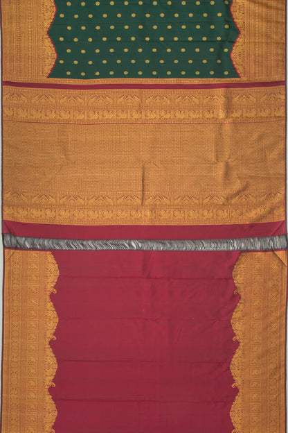 Kanchipuram Silk Butta Bottle Green Saree