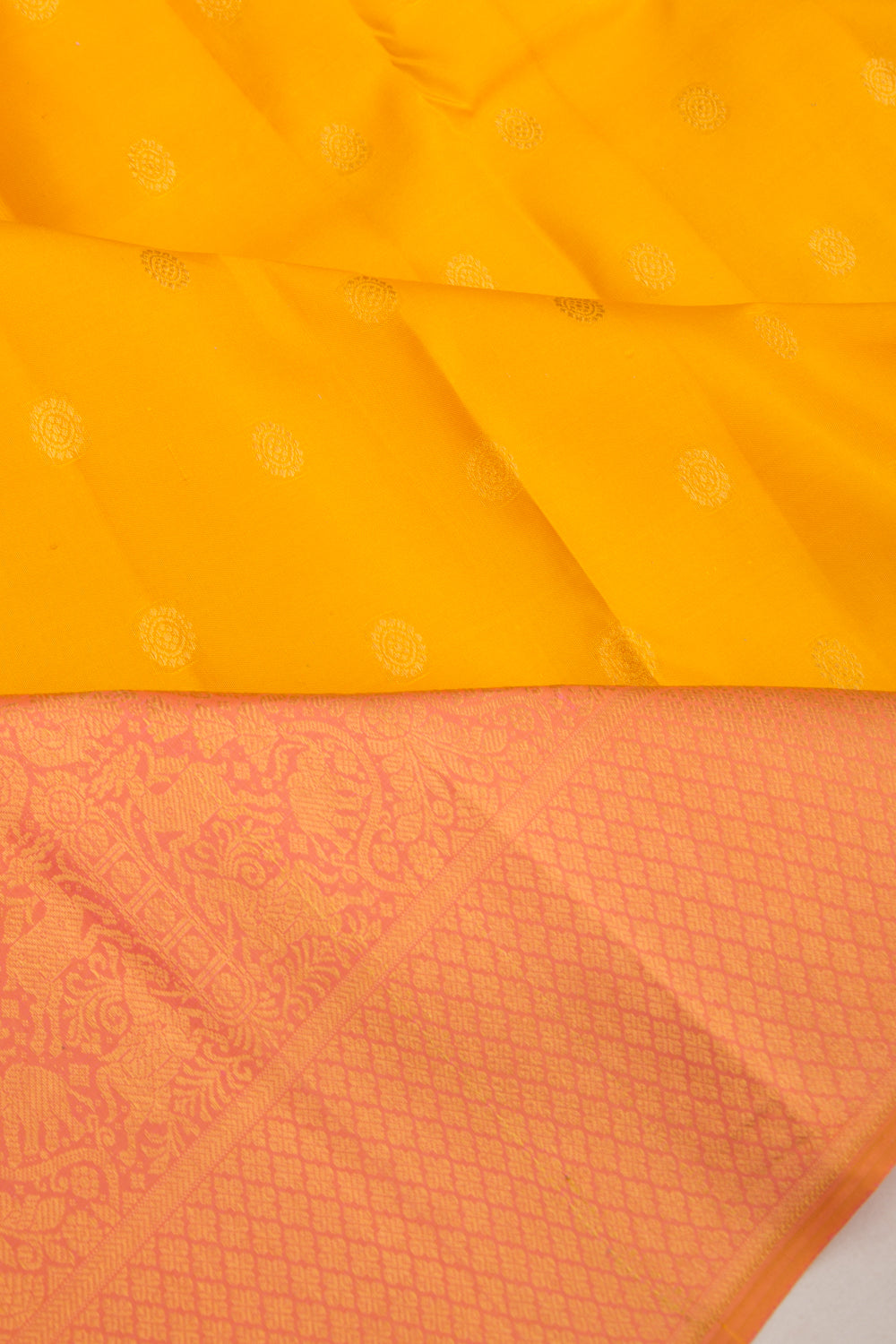 Kanchipuram Silk Butta Yellow Saree