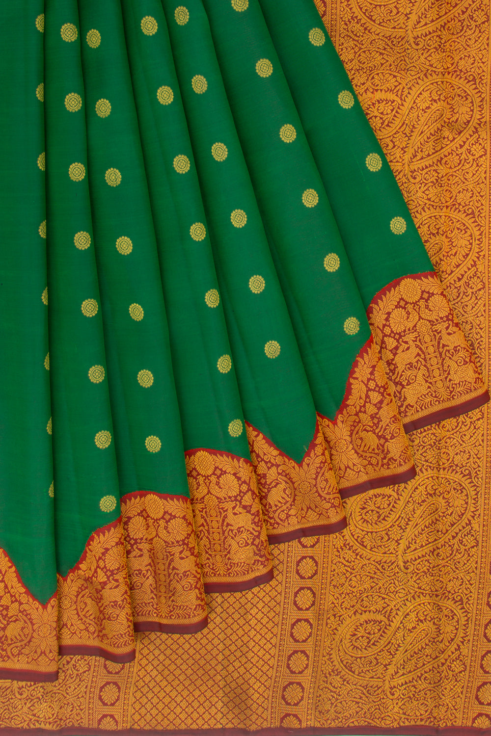 Kanchipuram Silk Butta Dark Green Saree