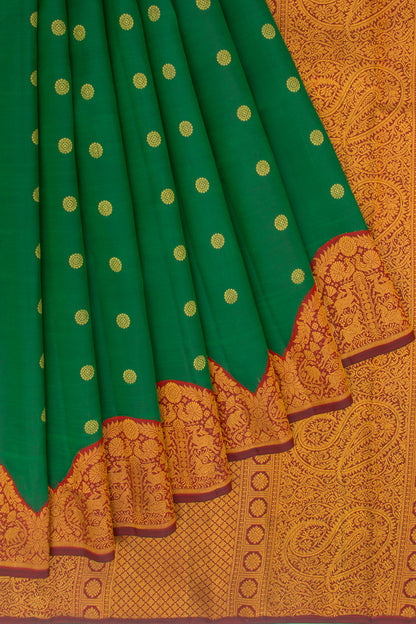 Kanchipuram Silk Butta Dark Green Saree