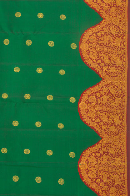 Kanchipuram Silk Butta Dark Green Saree