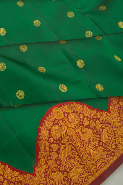 Kanchipuram Silk Butta Dark Green Saree