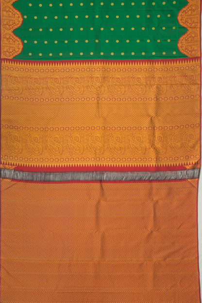 Kanchipuram Silk Butta Dark Green Saree