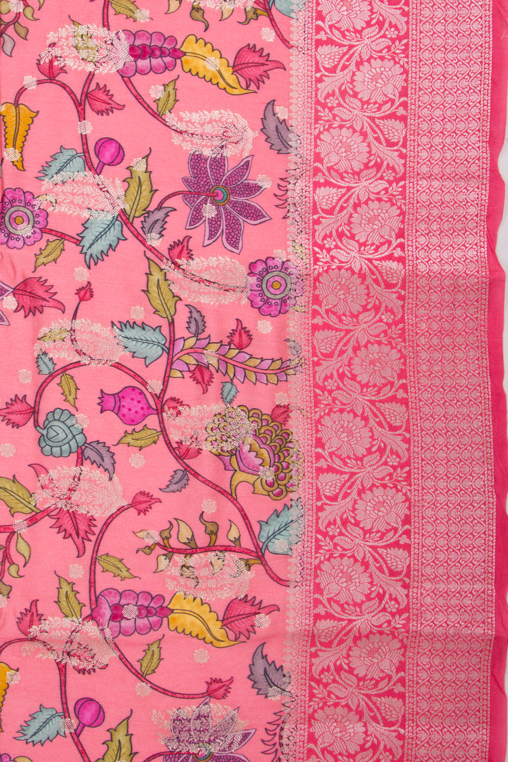 Chiniya Silk Floral Printed And Butta Pink Saree