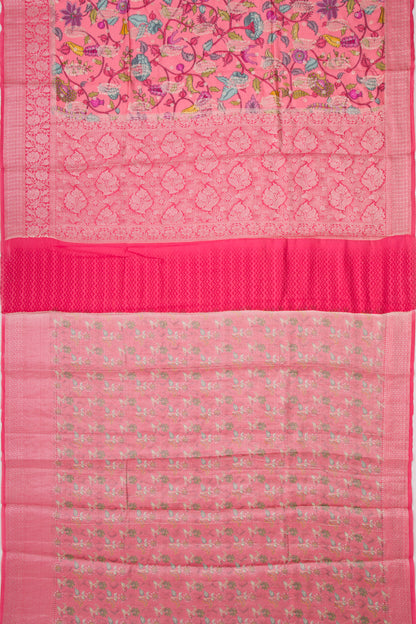 Chiniya Silk Floral Printed And Butta Pink Saree