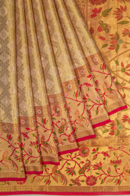 Kanchipuram Silk Tissue Brocade Gold Saree