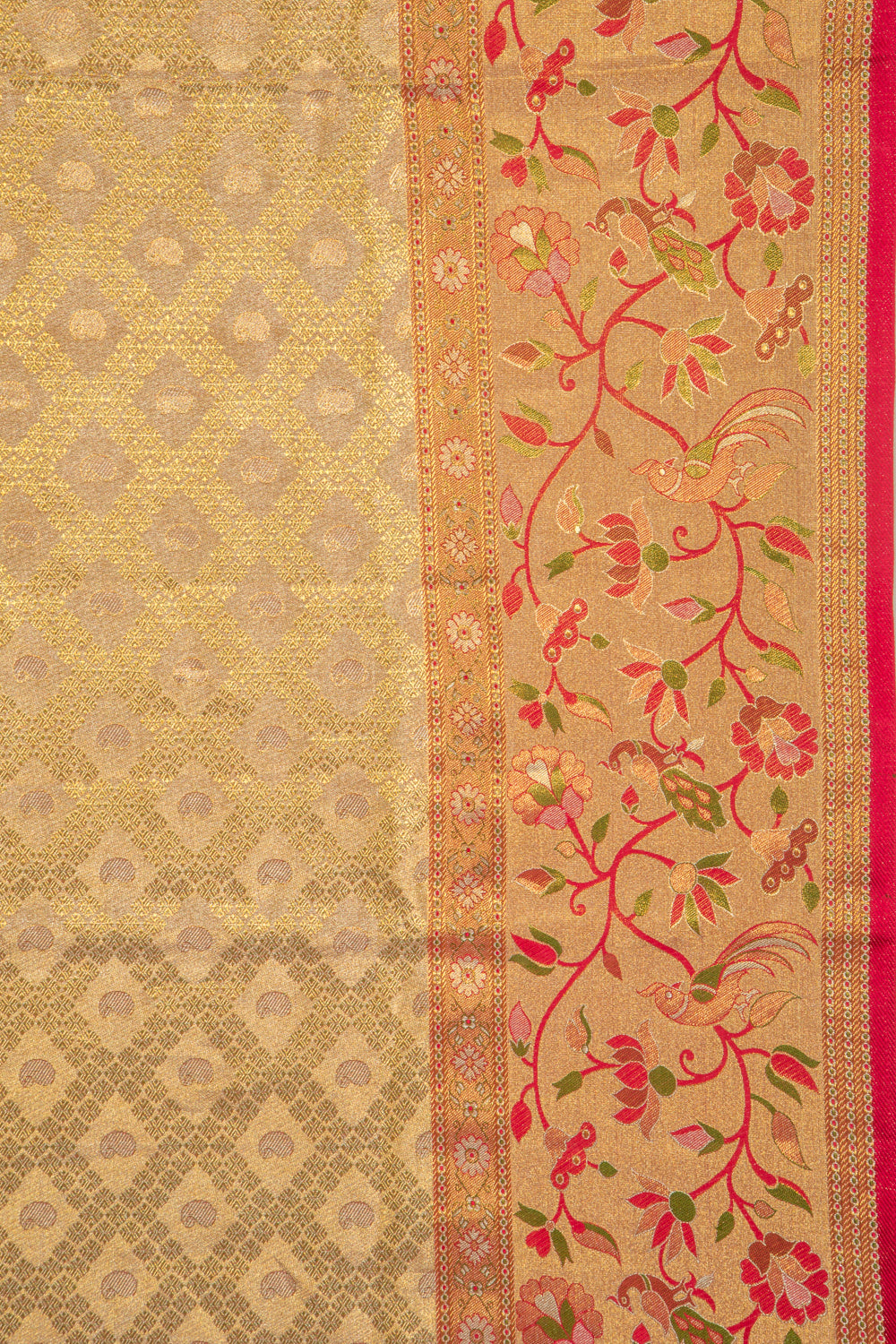 Kanchipuram Silk Tissue Brocade Gold Saree
