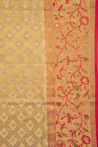 Kanchipuram Silk Tissue Brocade Gold Saree