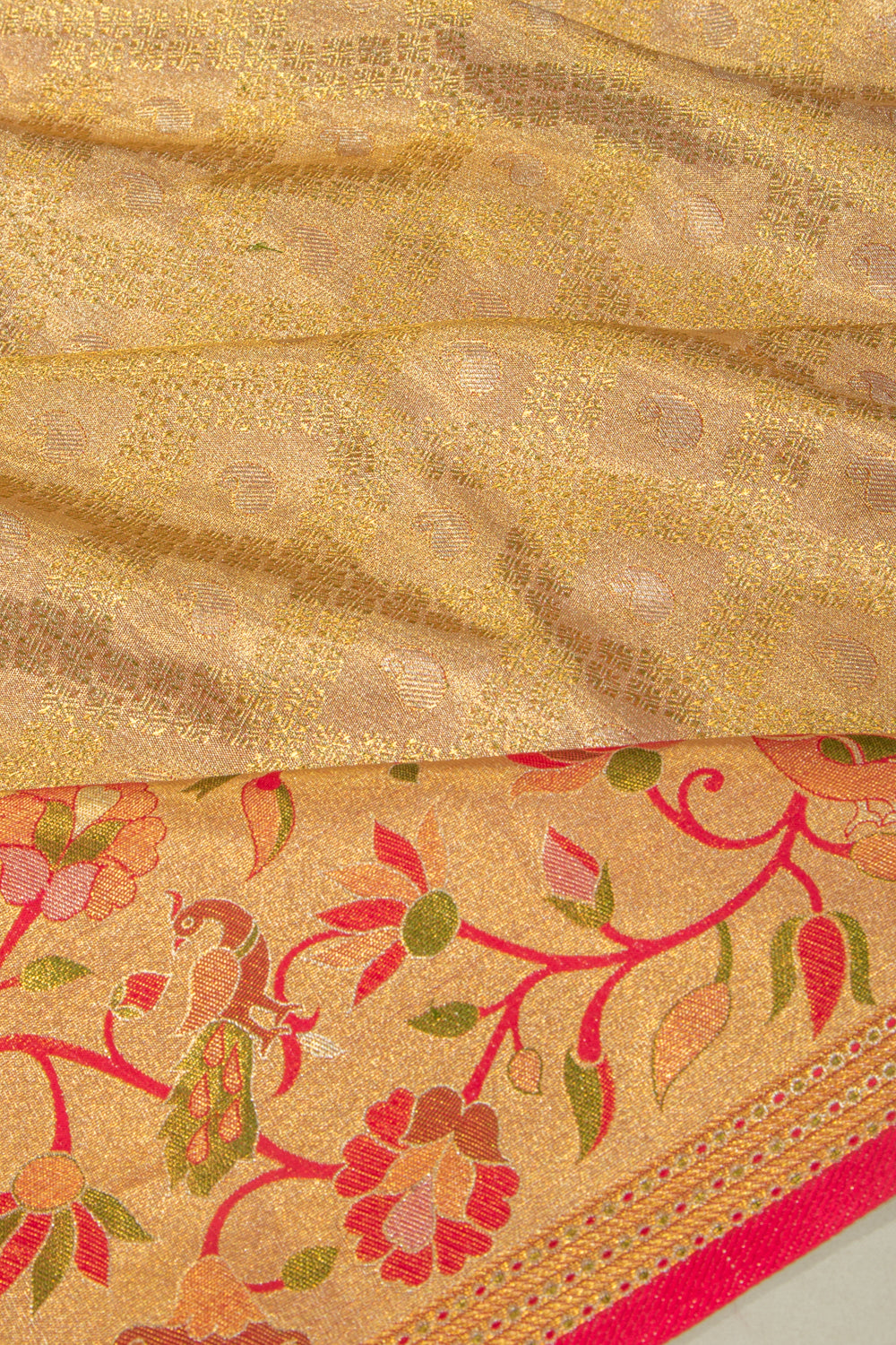 Kanchipuram Silk Tissue Brocade Gold Saree