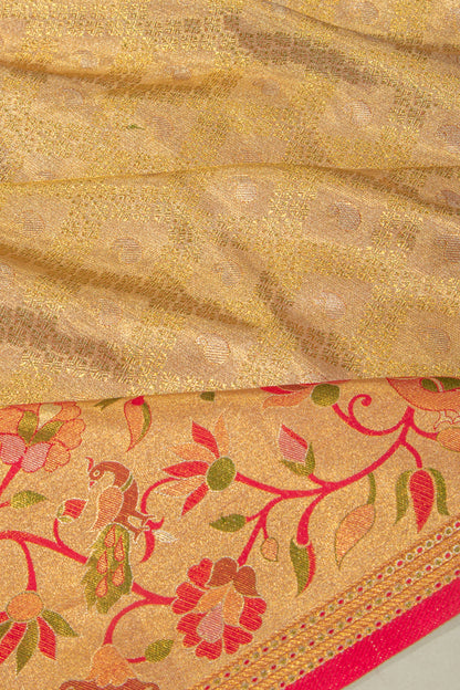 Kanchipuram Silk Tissue Brocade Gold Saree