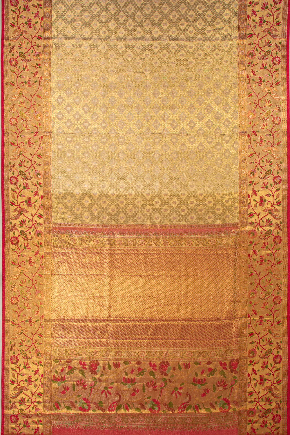 Kanchipuram Silk Tissue Brocade Gold Saree