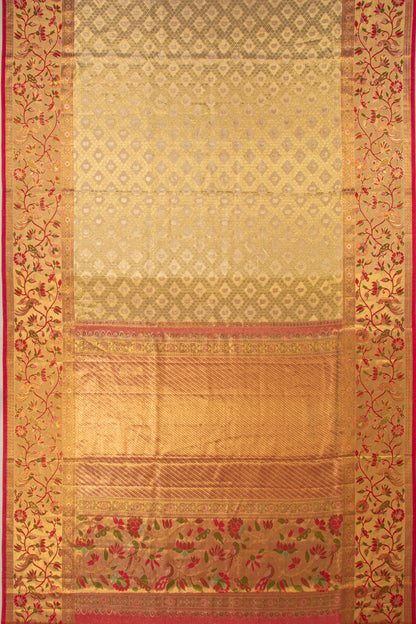 Kanchipuram Silk Tissue Brocade Gold Saree