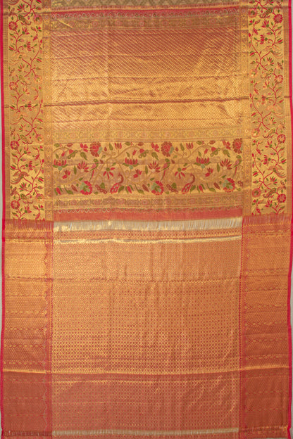 Kanchipuram Silk Tissue Brocade Gold Saree