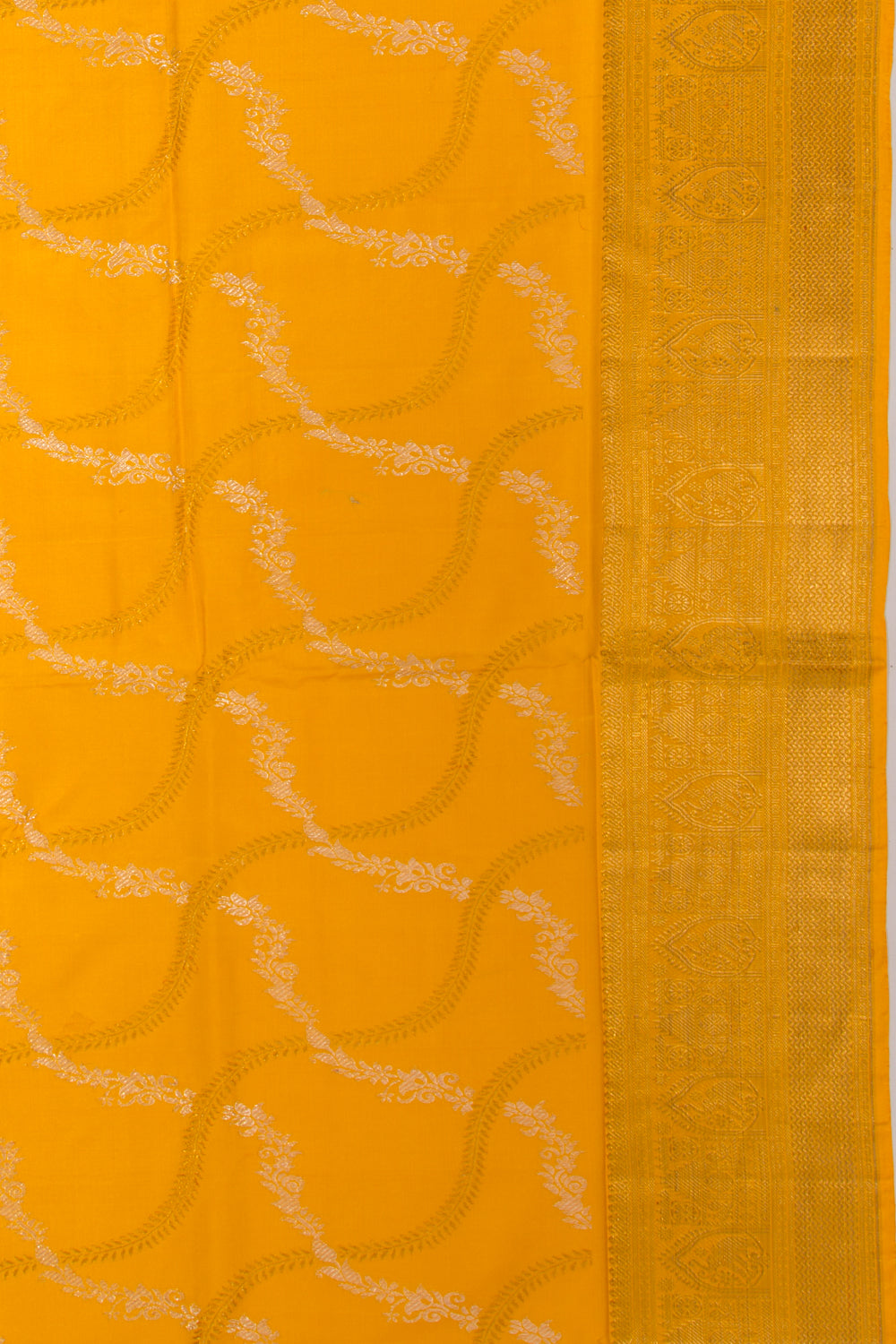 Kanchipuram Silk Jaal Yellow Saree