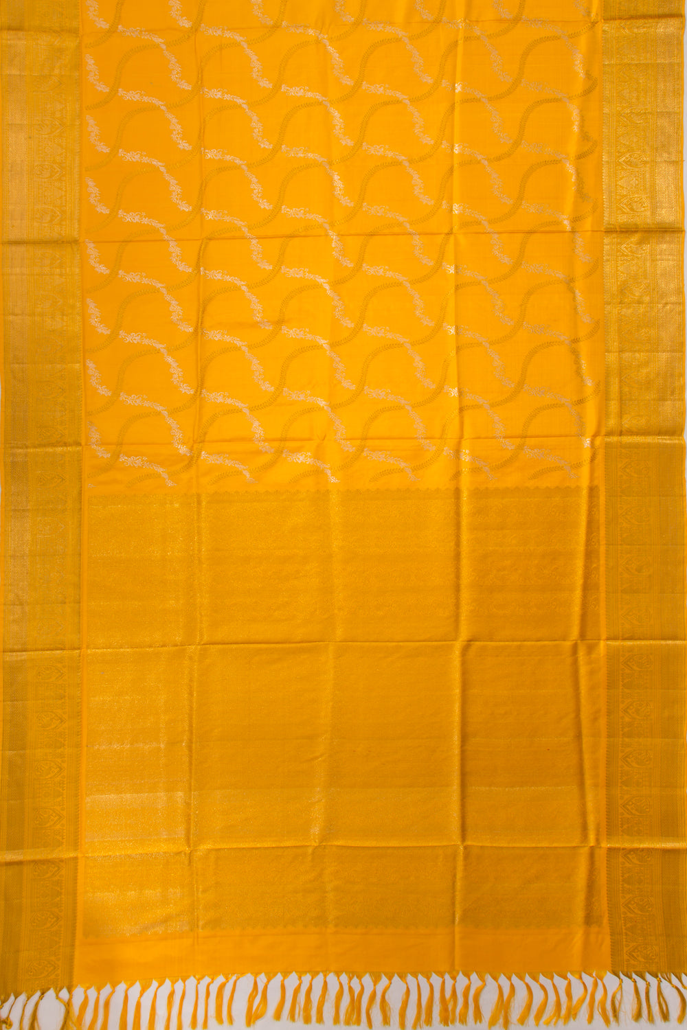 Kanchipuram Silk Jaal Yellow Saree