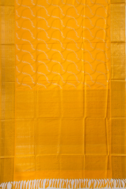 Kanchipuram Silk Jaal Yellow Saree