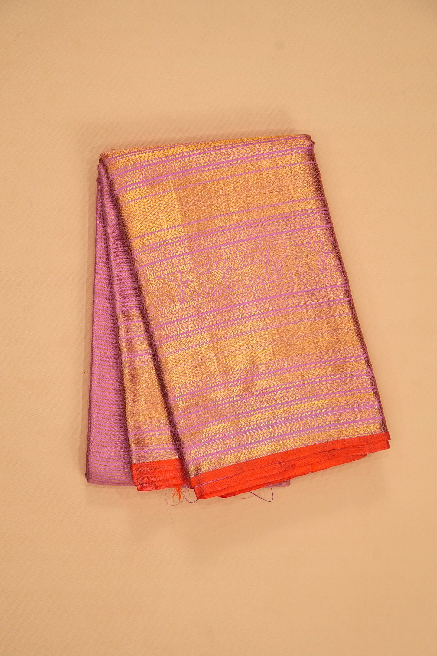 Kanchipuram Silk Horizontal Lines And Butta Pink Saree