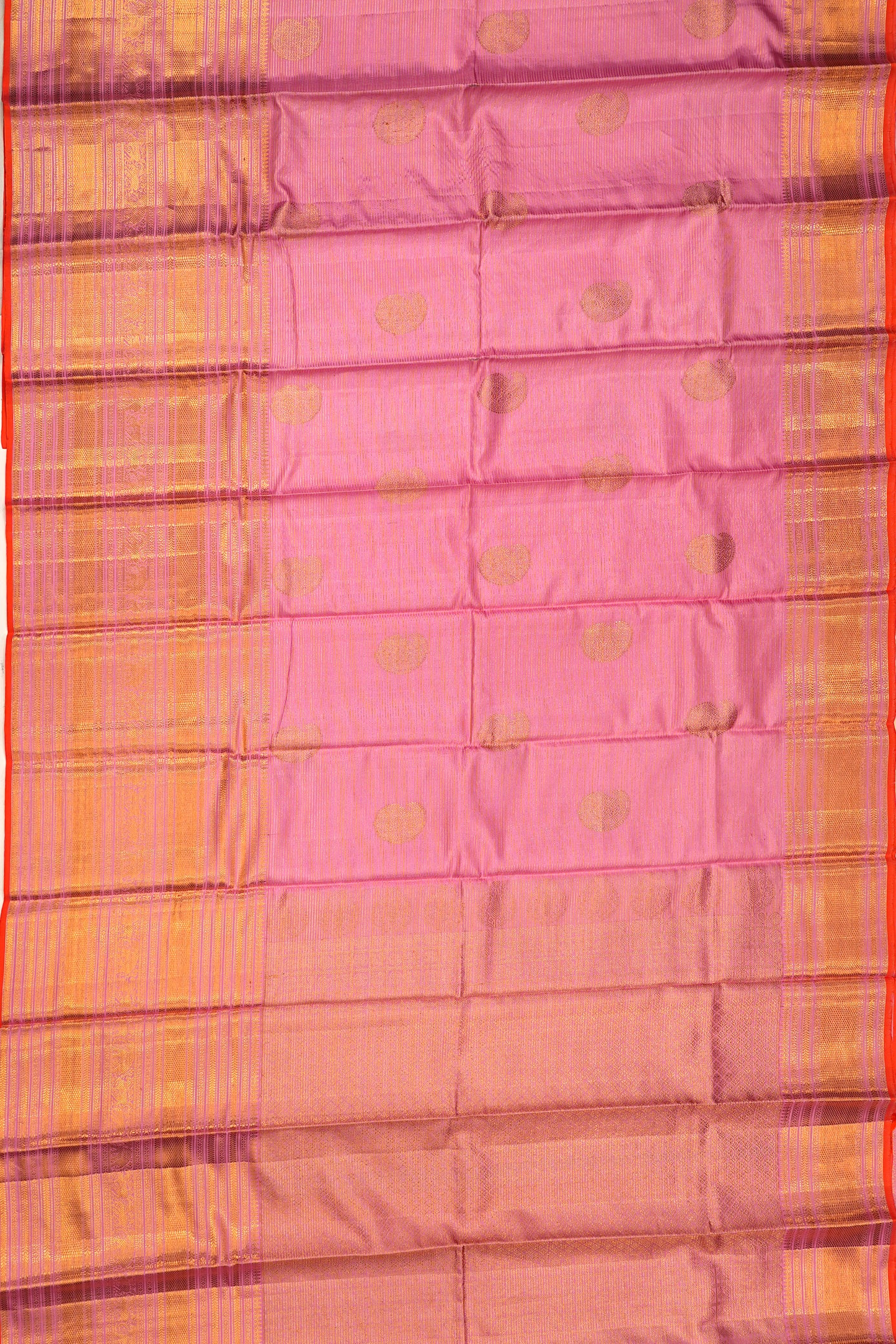 Kanchipuram Silk Horizontal Lines And Butta Pink Saree