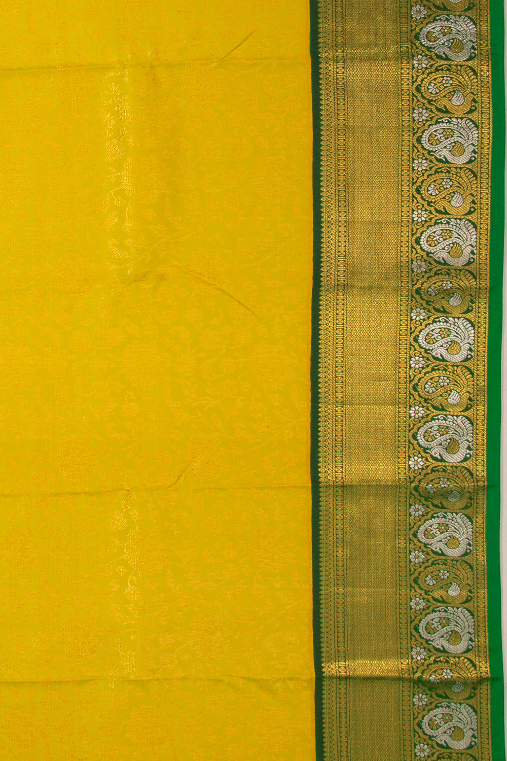 Kanchipuram Silk Brocade Yellowish Green Saree