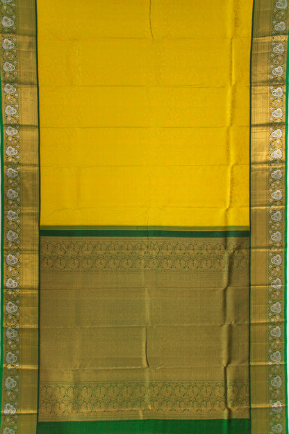 Kanchipuram Silk Brocade Yellowish Green Saree