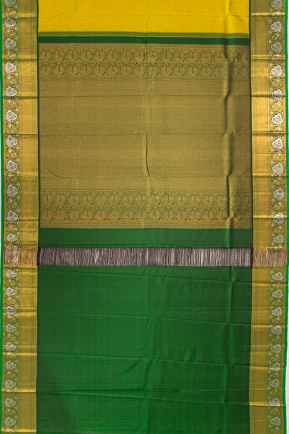 Kanchipuram Silk Brocade Yellowish Green Saree