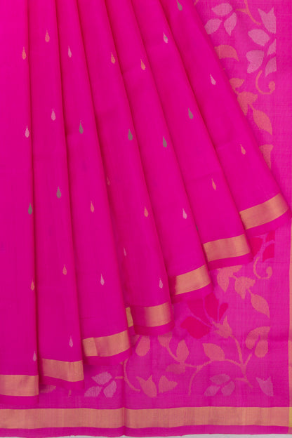 Uppada Silk Butta Magenta Pink Saree