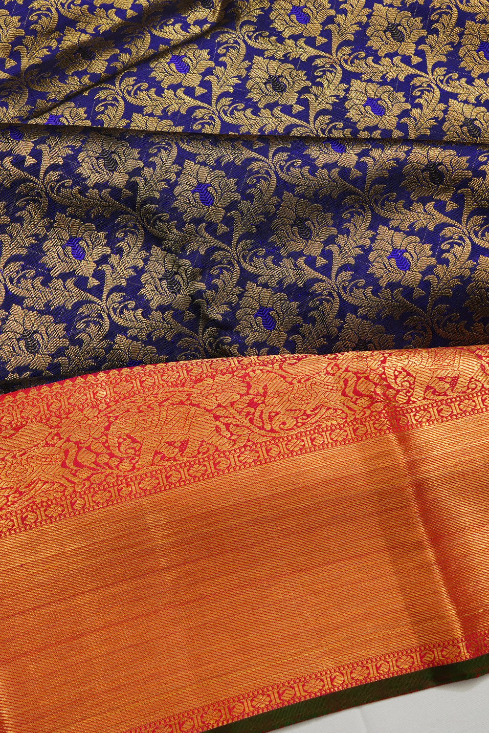 Kanchipuram Silk Brocade Royal Blue Saree
