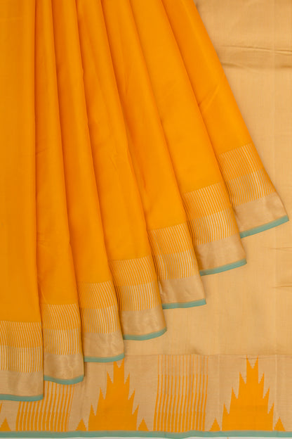 Taranga Kanchi Silk Plain Mustard Yellow Saree