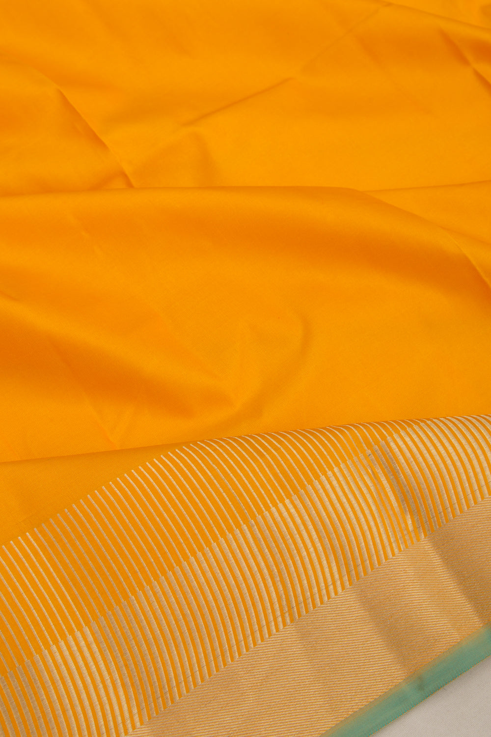 Taranga Kanchi Silk Plain Mustard Yellow Saree
