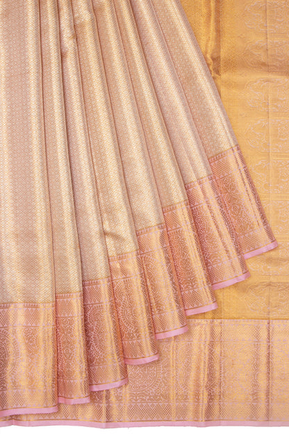 Kanchipuram Silk Tissue Brocade Baby Pink Saree