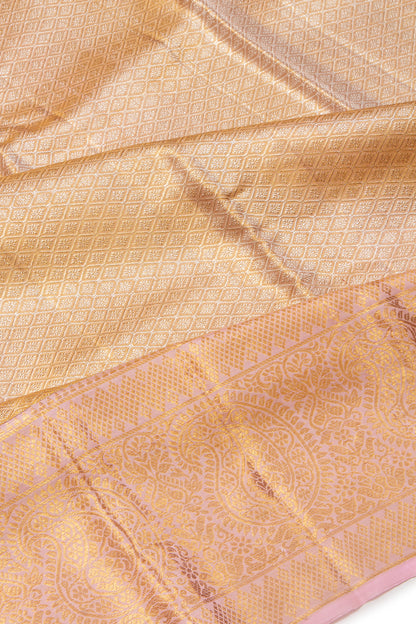 Kanchipuram Silk Tissue Brocade Baby Pink Saree