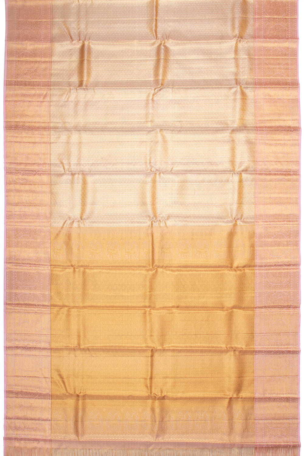 Kanchipuram Silk Tissue Brocade Baby Pink Saree