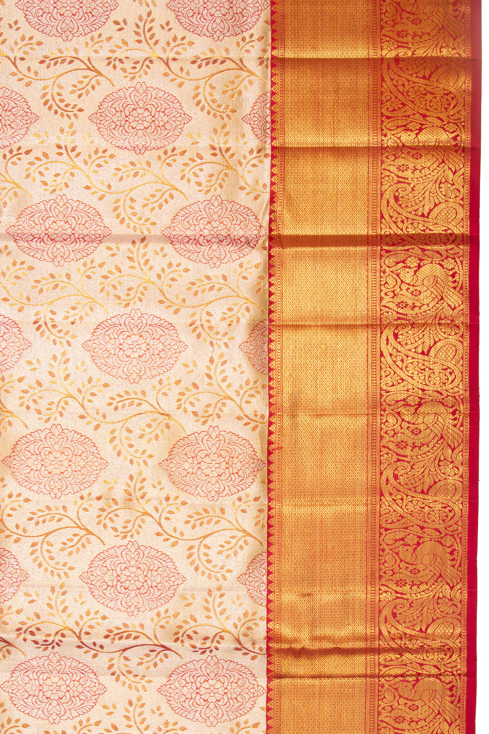Kanchipuram Silk Tissue Jaal Gold Saree