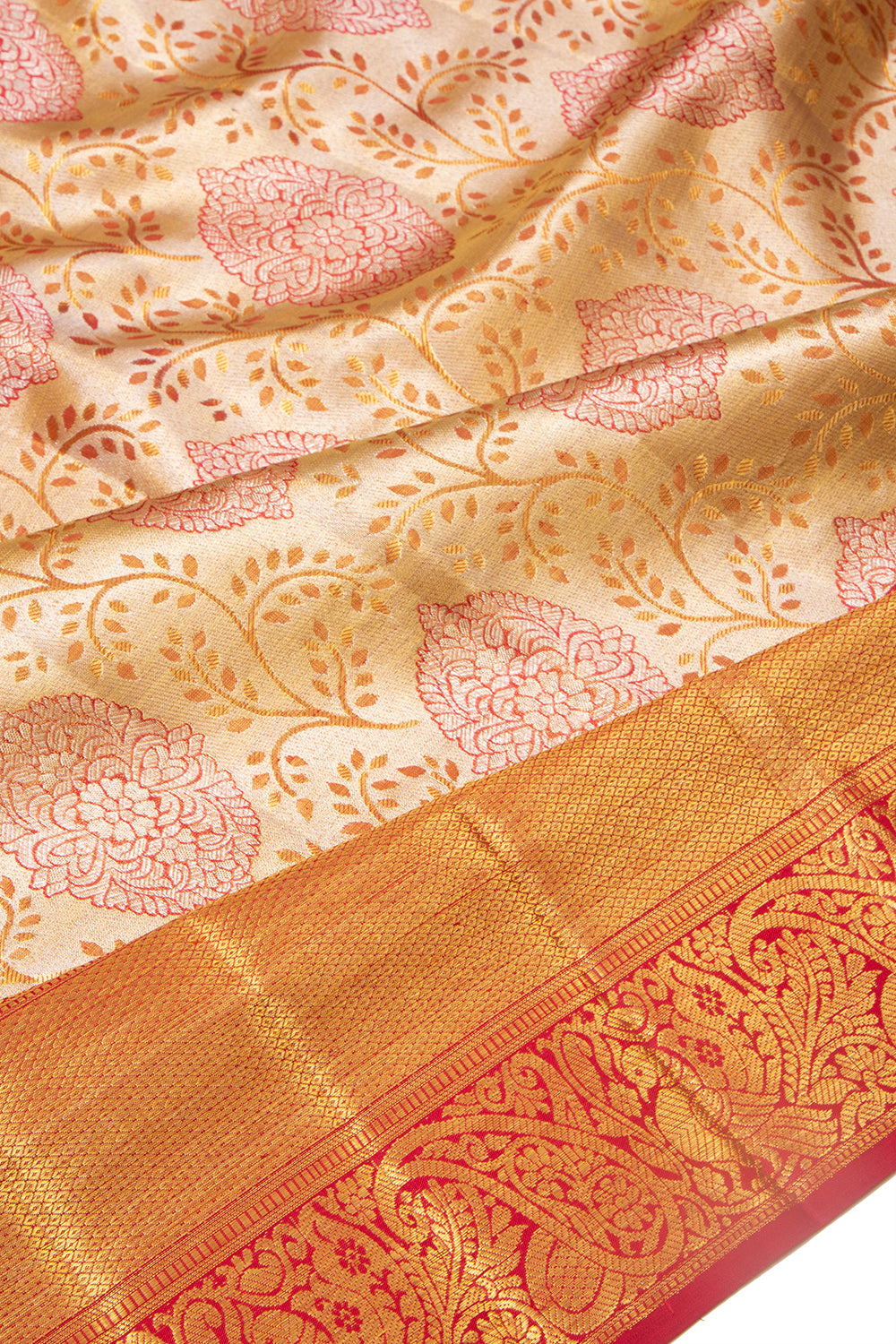 Kanchipuram Silk Tissue Jaal Gold Saree