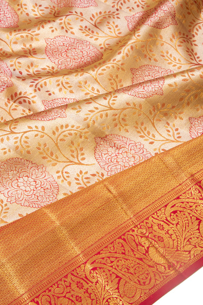 Kanchipuram Silk Tissue Jaal Gold Saree