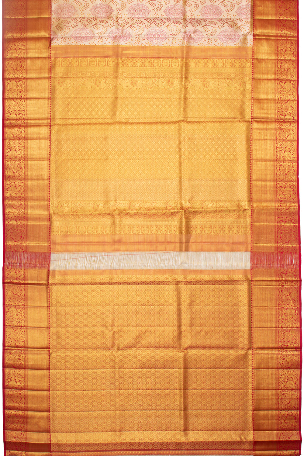 Kanchipuram Silk Tissue Jaal Gold Saree