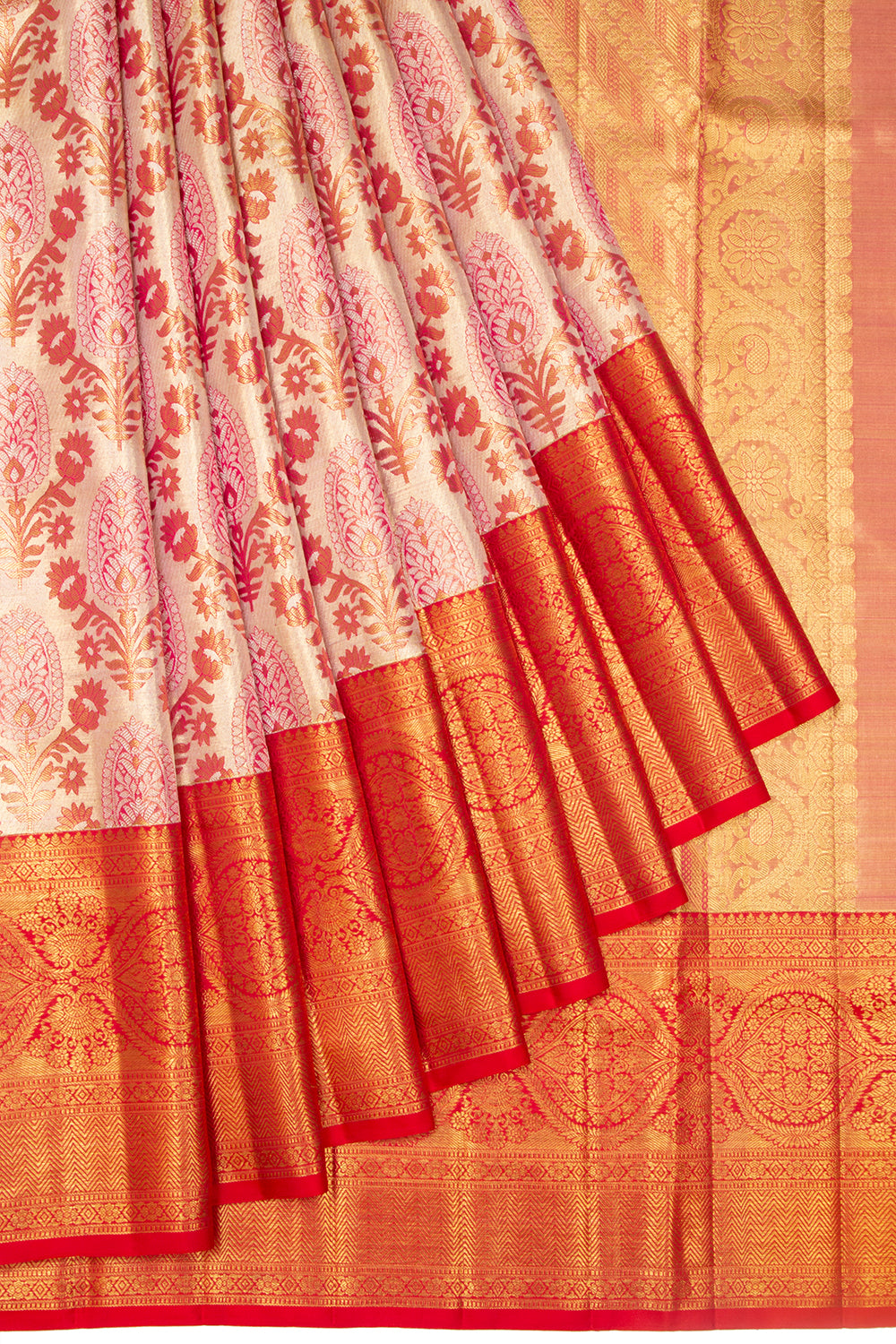 Kanchipuram Silk Tissue Brocade Gold Saree
