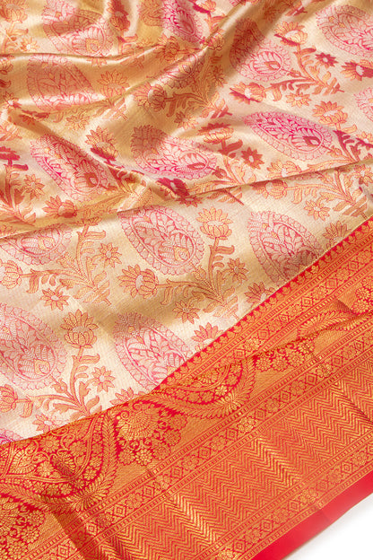 Kanchipuram Silk Tissue Brocade Gold Saree