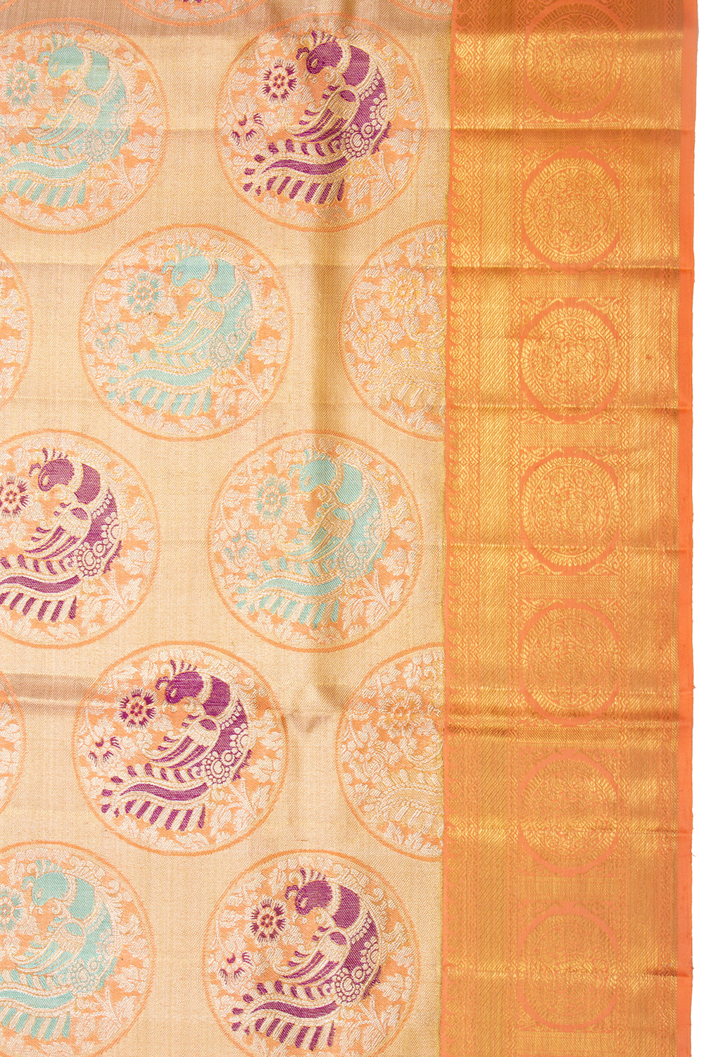 Kanchipuram Silk Tissue Brocade Gold Saree
