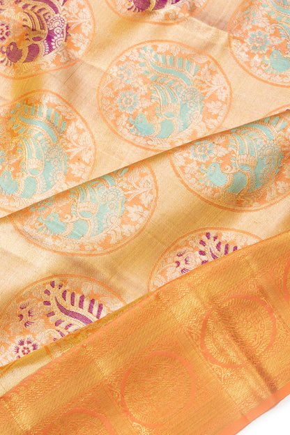 Kanchipuram Silk Tissue Brocade Gold Saree