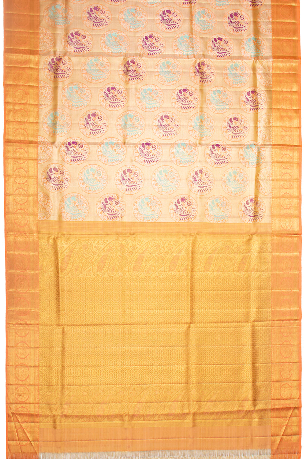 Kanchipuram Silk Tissue Brocade Gold Saree
