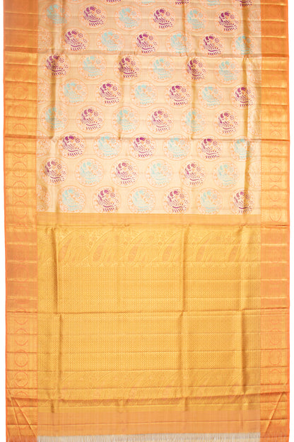 Kanchipuram Silk Tissue Brocade Gold Saree