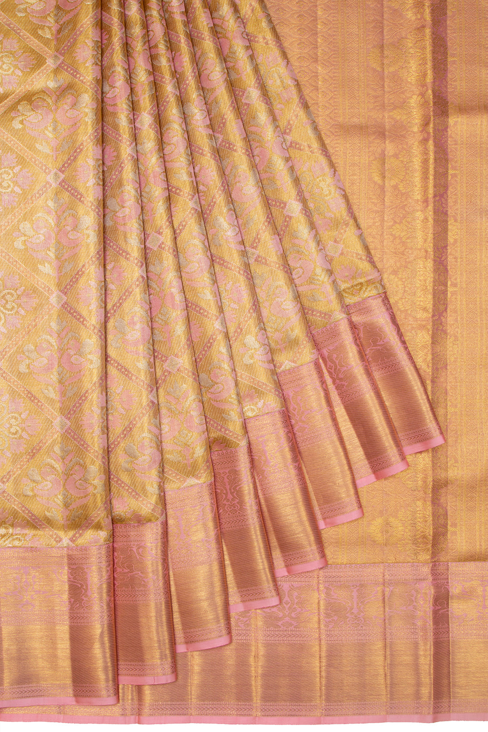Kanchipuram Silk Tissue Brocade Gold Saree