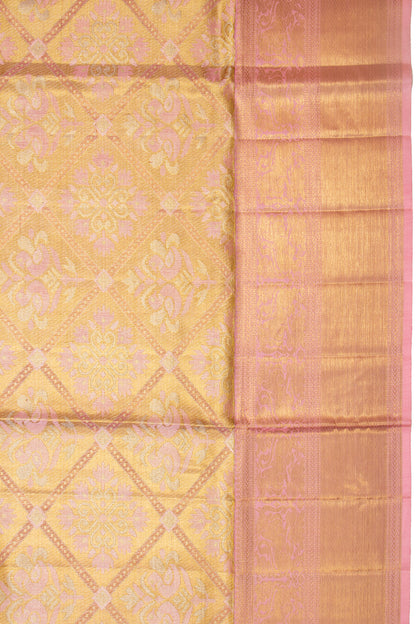 Kanchipuram Silk Tissue Brocade Gold Saree